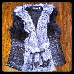 Quilted Vegan Leather & Faux Fur Vest | NWOT | S